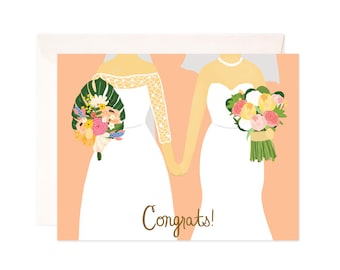 NIP Papyrus “Here Come The Brides” Card For Gay Lesbian LGBT Wedding $4.50 New 