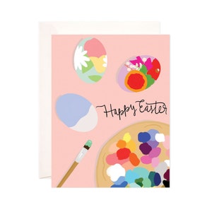 Colorful Easter Eggs Greeting Card, Handmade Happy Easter Card, Cute Easter Note, Modern Easter Card, Illustrated Easter Card, Whimsical