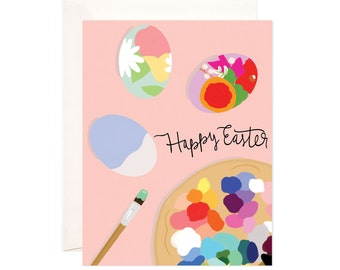 Colorful Easter Eggs Greeting Card, Handmade Happy Easter Card, Cute Easter Note, Modern Easter Card, Illustrated Easter Card, Whimsical