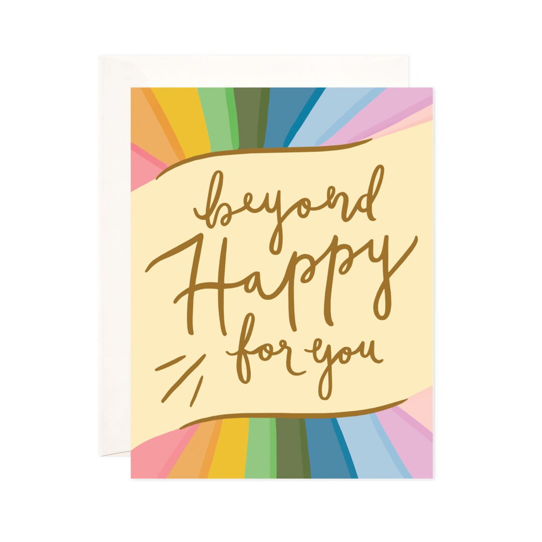Beyond Happy Greeting Card, Handmade Congratulations Card, Cute