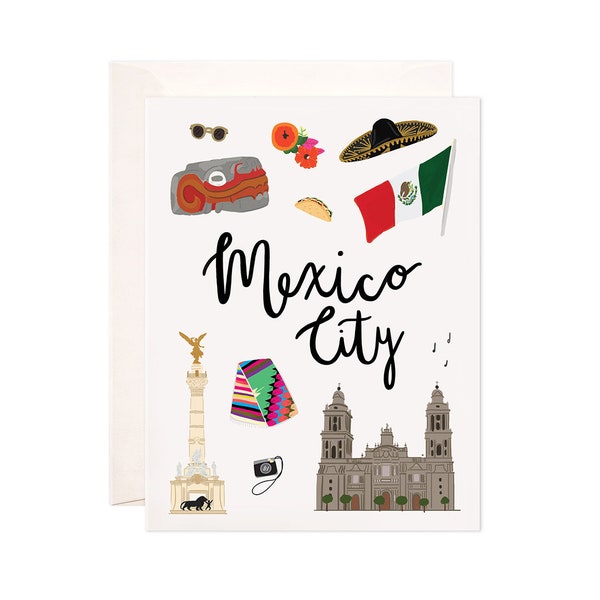 Mexico City Card, Illustrated Mexico City Greeting Card, Mexico City Gift