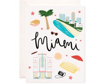 Miami Card, Illustrated Miami Greeting Card, Miami Gift