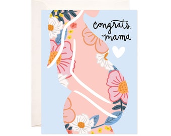 Congrats Mama Greeting Card, Handmade New Pregnancy Card, Cute Pregnancy Note, Modern Pregnancy Card, Pregnancy Test Card, Baby News