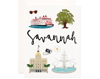 Savannah Georgia Illustrated Greeting Card