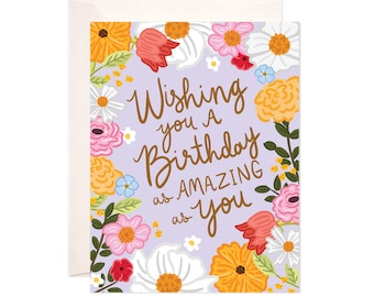 Amazing Birthday Greeting Card, Cute Birthday Card, Birthday Card for Mom, Friend, Sister, Daughter, Illustrated Birthday Card, Floral Card