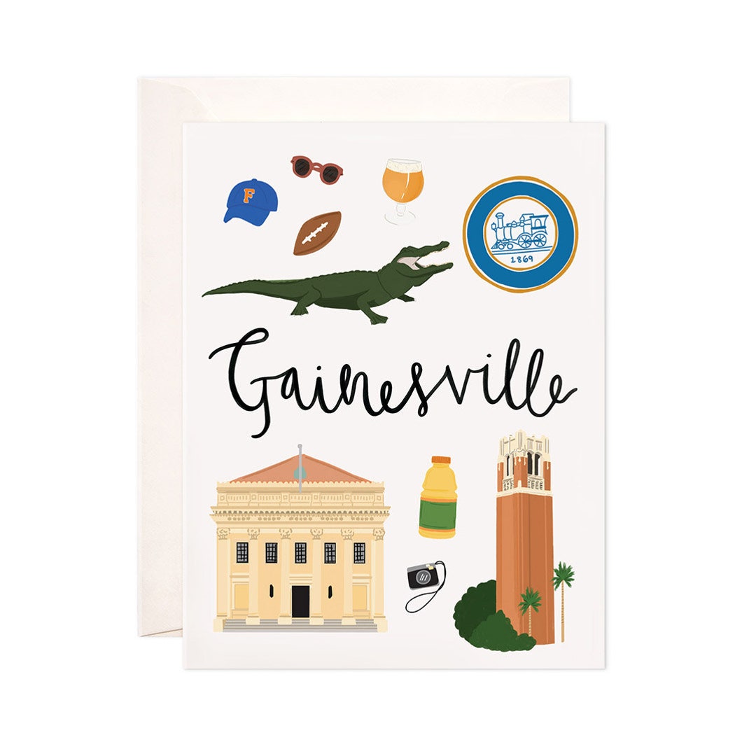Gainesville Card, Illustrated Gainesville Greeting Card, Gainesville