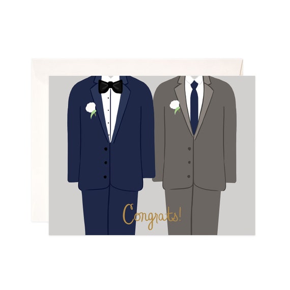 Carte De Felicitations Mariage Gay Fait A La Main Mariage Etsy