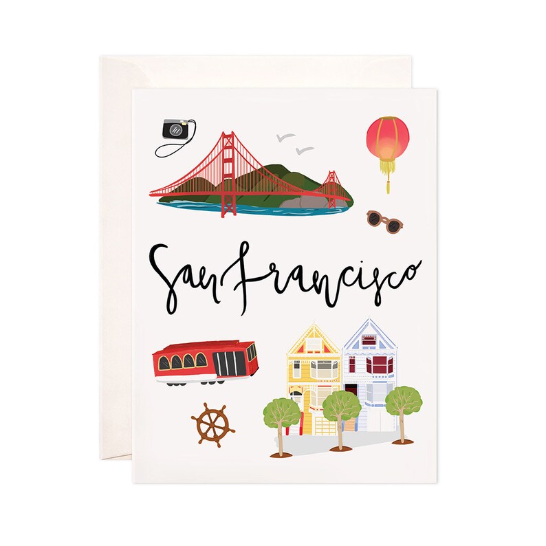 San Francisco Card Illustrated San Francisco Greeting Card Etsy