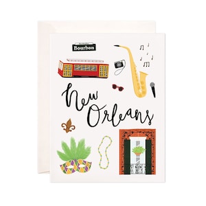 New Orleans Card, Illustrated New Orleans Greeting Card, New Orleans Gift
