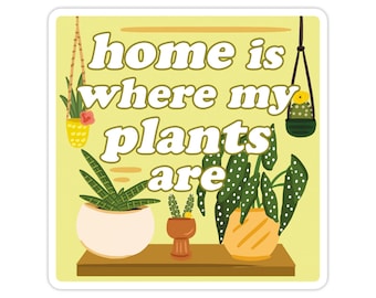 Home Plants Sticker, Modern Laptop Sticker, Cute Water Bottle Sticker, Unique Cell Phone Sticker, Whimsical Waterproof Sticker