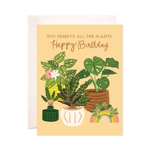 All the Plants Birthday Greeting Card, Cute Birthday Greeting Card, Plant Lover Birthday Card, Illustrated Birthday Card, Plant Lady Card