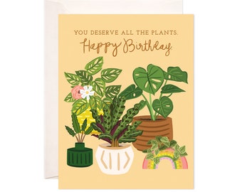 All the Plants Birthday Greeting Card, Cute Birthday Greeting Card, Plant Lover Birthday Card, Illustrated Birthday Card, Plant Lady Card