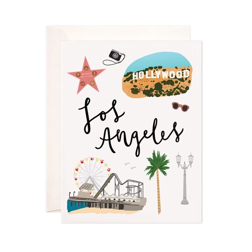 Los Angeles Greeting Card Greeting From LA Los Angeles Art Etsy