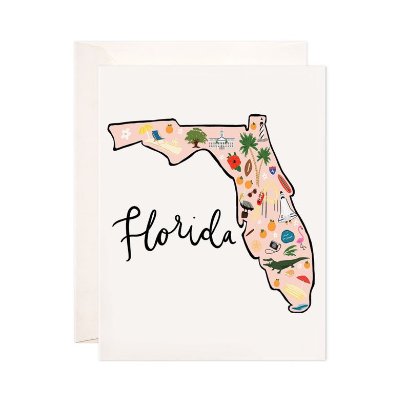 Florida Map Card Illustrated Florida - Il 794xN.3964534700 7gtd 