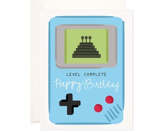 Level Complete Birthday Greeting Card, Punny Birthday Card, Birthday Card for Him, Boyfriend Birthday, Card for Dad, Gamer Birthday, Funny