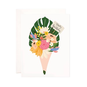 Birthday Bouquet Card: Cute Happy Birthday Greeting Card, Birthday Card for Her, Birthday Card for Sister, Mom, Friend, Birthday Flowers