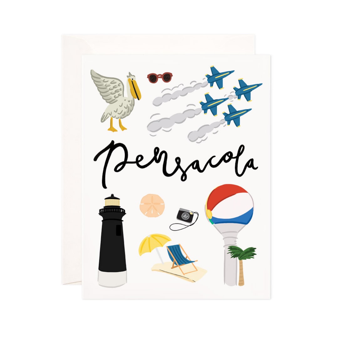 Pensacola Card, Illustrated Pensacola Greeting Card, Pensacola, FL Gift