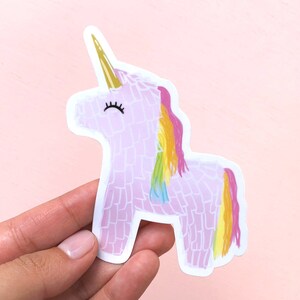 Unicorn Piñata Vinyl Sticker, Modern Laptop Sticker, Cute Water Bottle Sticker, Unique Cell Phone Sticker, Whimsical Waterproof Sticker