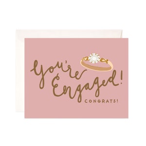 Engaged Ring Greeting Card, Handmade Engagement Congratulations Card, Cute Engagement Note, Modern Engagement Card, Engagement Congrats Card
