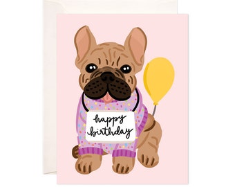 Frenchie Birthday Greeting Card, Cute Birthday Greeting Card, Birthday Card for Mom, Friend, Sister, Daughter, Illustrated Birthday Card