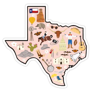 Texas Vinyl Sticker, Modern Laptop Sticker, Cute Water Bottle Sticker, Unique Cell Phone Sticker, Whimsical Waterproof Sticker