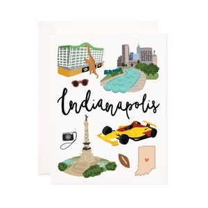 Indianapolis Card, Illustrated Indianapolis Greeting Card, Indianapolis, IN Gift