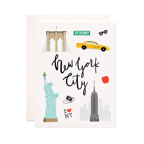 New York City Card Illustrated NYC Greeting Card NYC Gift Etsy
