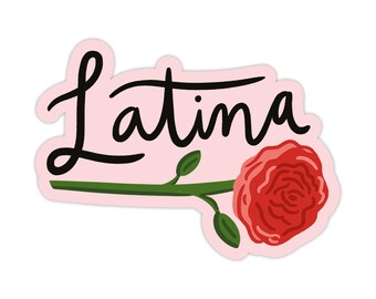 Latina Rose Vinyl Sticker, Modern Laptop Sticker, Cute Water Bottle Sticker, Unique Cell Phone Sticker, Whimsical Waterproof Sticker