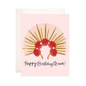 Birthday Queen Greeting Card, Cute Birthday Greeting Card, Birthday Card for Mom, Friend, Sister, Daughter, Illustrated Birthday Card