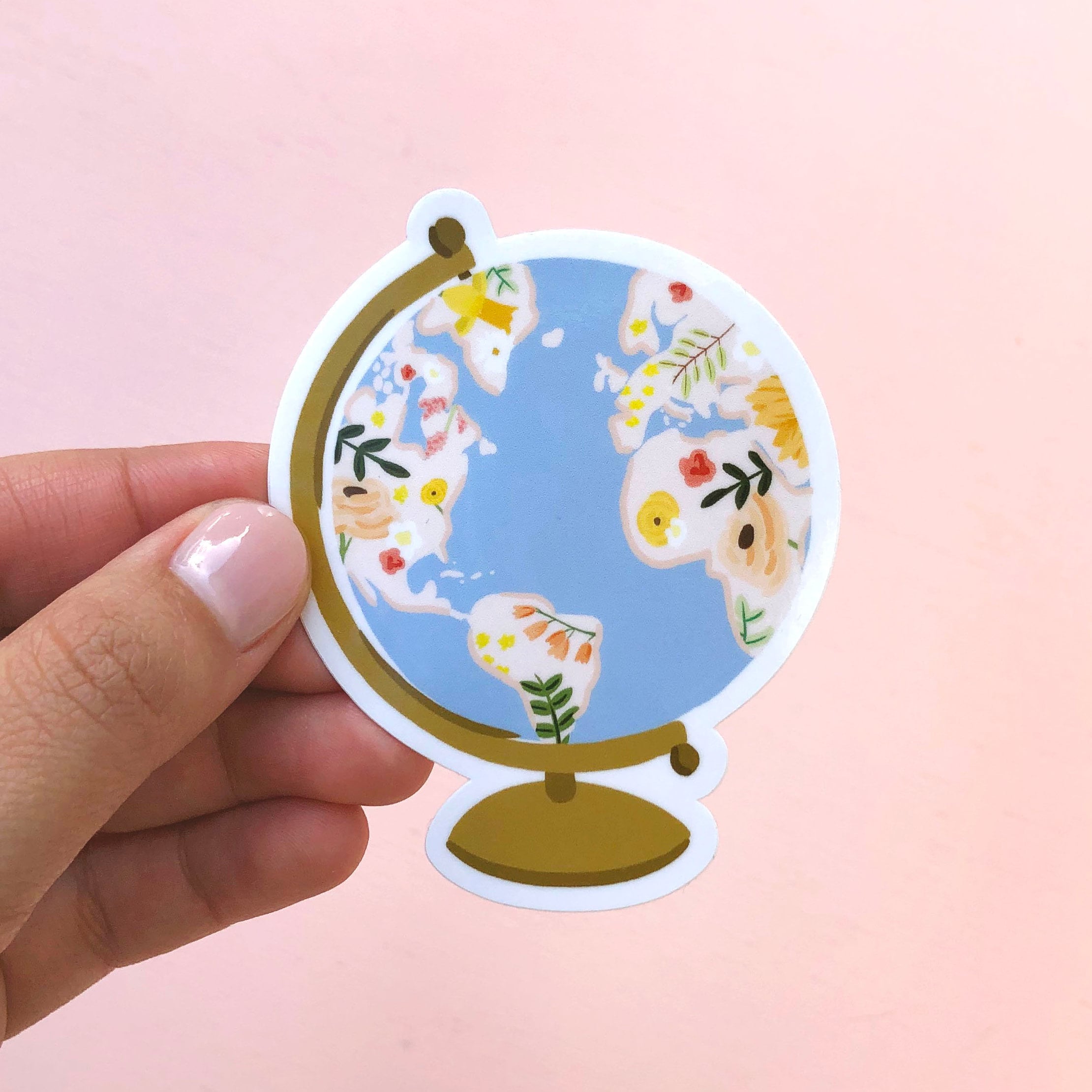 Floral Globe Vinyl Sticker Modern Laptop Sticker Cute Water Etsy