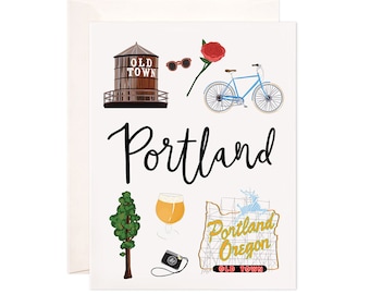 Portland Card, Illustrated Portland Greeting Card, Portland Oregon Gift