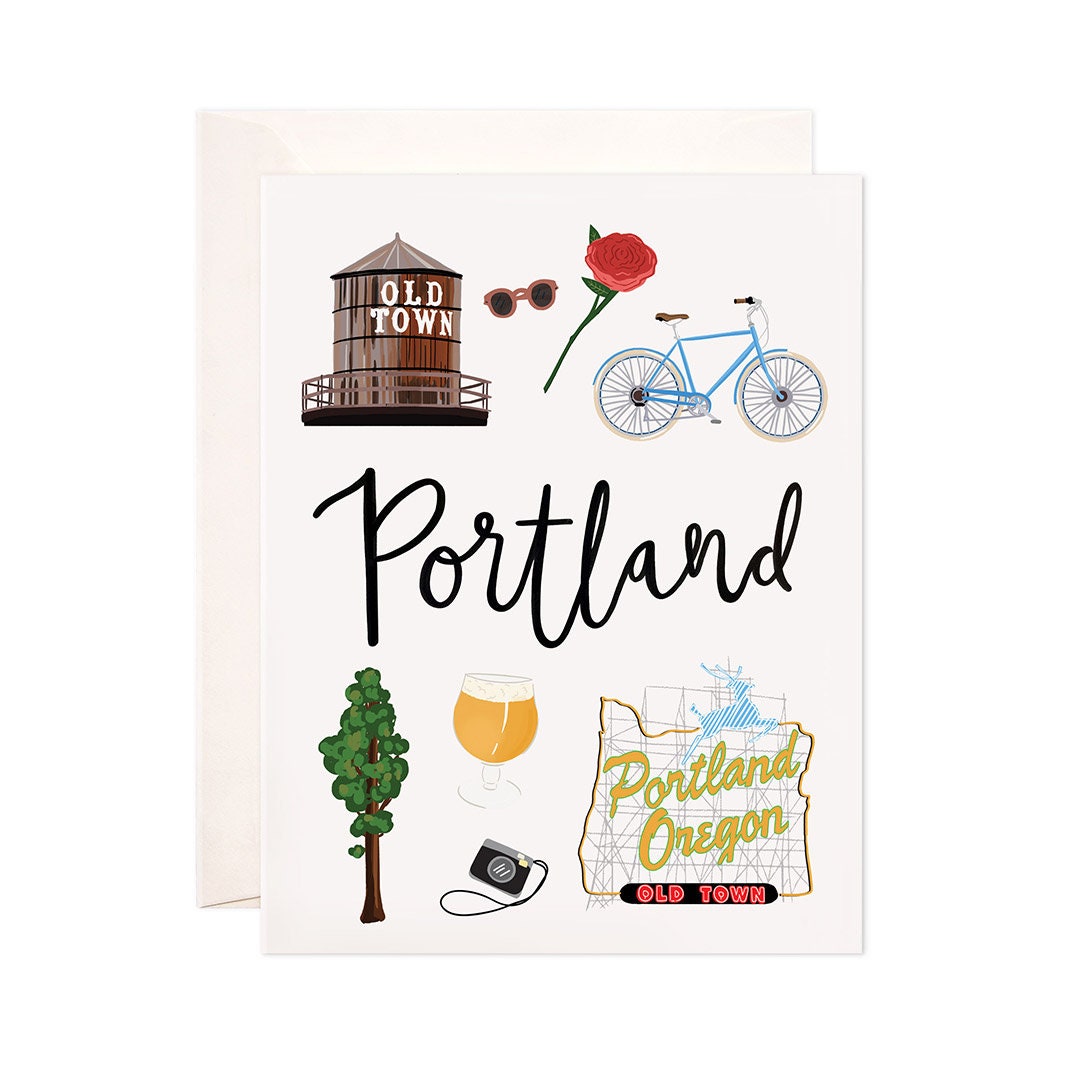 Portland Card, Illustrated Portland Greeting Card, Portland Oregon Gift