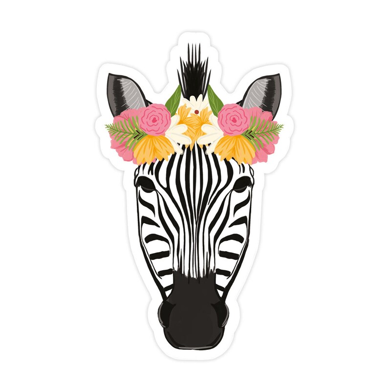 Pretty Zebra Vinyl Sticker Modern Laptop Sticker Cute Water Etsy
