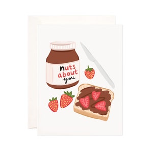 Nuts About You Greeting Card: Handmade Friendship Card, Cute Friendship Note, Modern Love Card, Illustrated Greeting Card, Punny Love Card