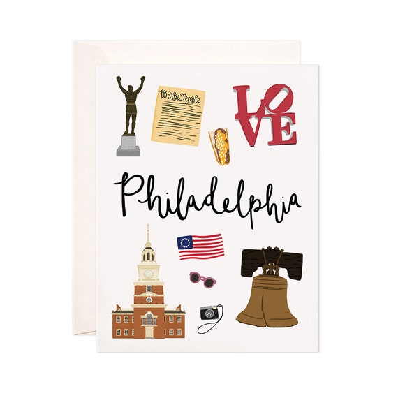 Philadelphia Card, Illustrated Philadelphia Greeting Card, Philadelphia Gift