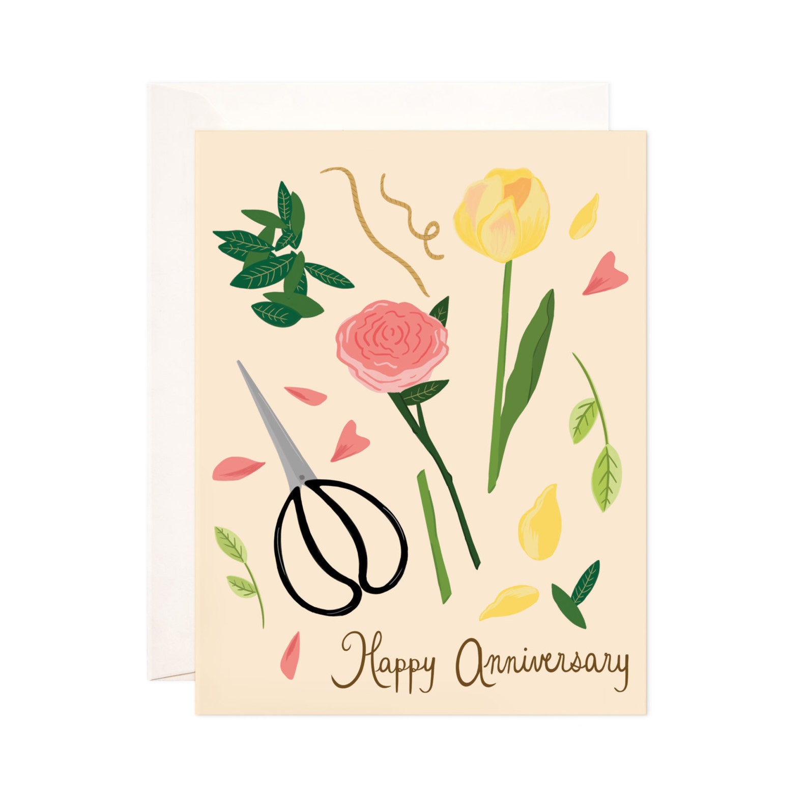 Flower Arrangement Greeting Card Handmade Happy Anniversary Etsy