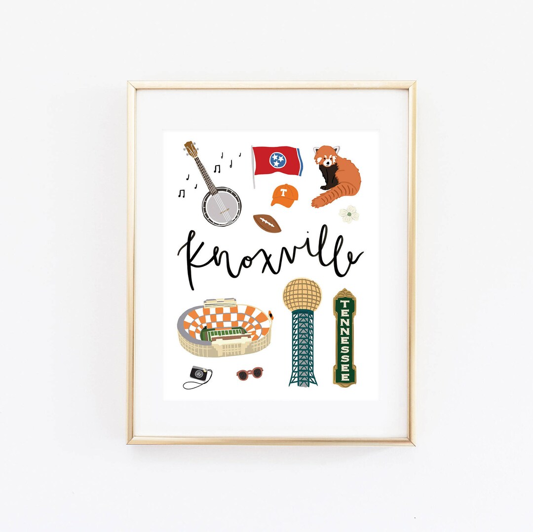 Knoxville Tennessee Art Print, Illustrated Knoxville Decor, Cute