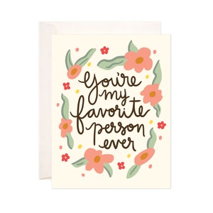 Favorite Person Greeting Card, Handmade Friendship Card, Cute Friendship Note, Modern Love Card, Cute Illustrated Greeting Card