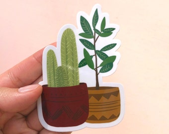 Potted Plants Vinyl Sticker, Modern Laptop Sticker, Cute Water Bottle Sticker, Unique Cell Phone Sticker, Whimsical Waterproof Sticker