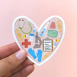 Medical Love Vinyl Sticker, Modern Laptop Sticker, Cute Water Bottle Sticker, Unique Cell Phone Sticker, Nurse Sticker, Doctor Sticker,