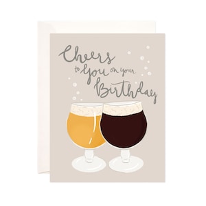 Cheers On Your Birthday Greeting Card, Handmade Happy Birthday Card, Cute Birthday Note, Modern Birthday Card, Card for Him, Beer Card