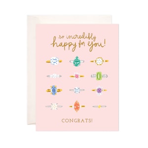 Congrats Rings Greeting Card, Handmade Engagement Congratulations Card, Cute Engagement Note, Engagement Congrats Card