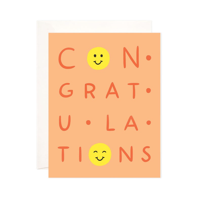 Smile Congrats Greeting Card, Handmade Congratulations Card, Cute Congratulations Note, Modern Congratulations Card, Fun Congrats Card image 1