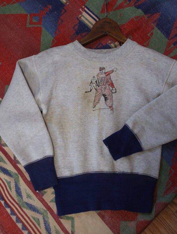 Vintage 1950s 50s baseball two tone sweatshirt