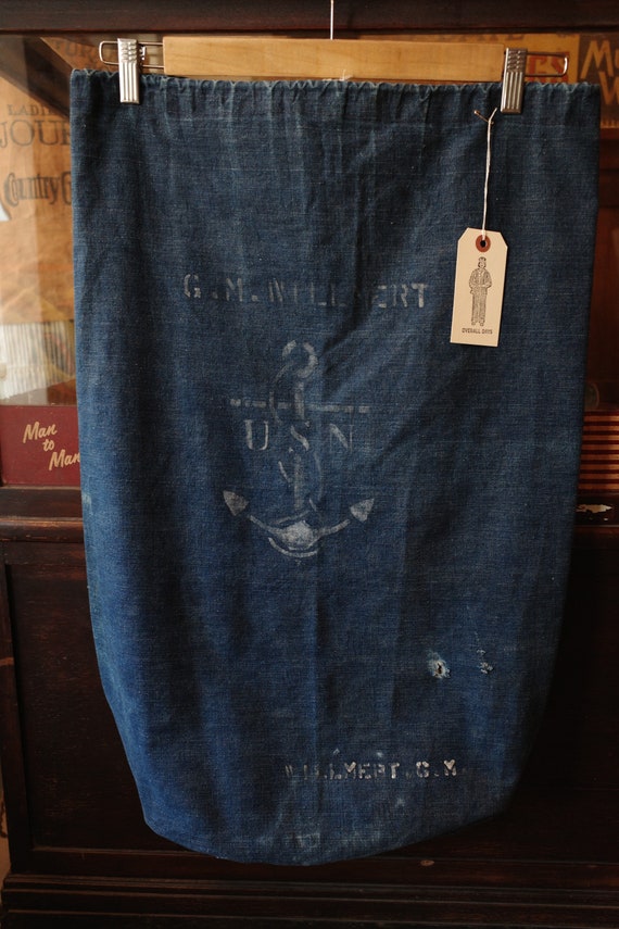 Vintage 1940’s wwii ww2 denim usn us navy laundry
