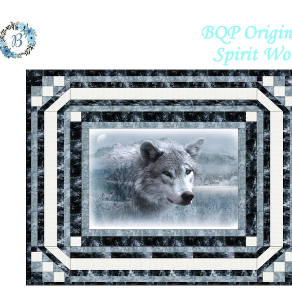 SPIRIT WOLF Quilt Kit from Call of the Wild Panel Spirituality Wolf Independence lone Spirit Wolf Do It Yourself  Sewing Quilting Project