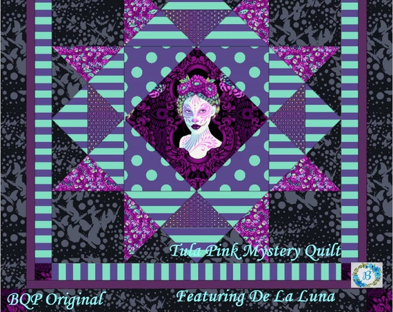 TULA PINK "Mystery" Mini Quilt Featuring De La Luna - Patchwork Kit designed by BQP Originals - Great for Gift Giving