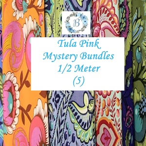 TULA PINK Mystery HALF Meter Bundles (5) features coordinating Out of Print fabrics & more.  Paper Piecing Quilting  Sewing, Handmade Crafts