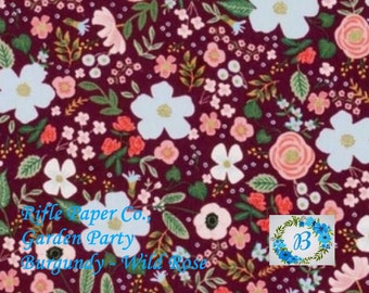 Rifle Paper Co Garden Party COTTON Fabric Wild Rose Burgundy Cotton & Steel quilt cotton Home Décor DIY Sewing Quilting Bag Making Kit