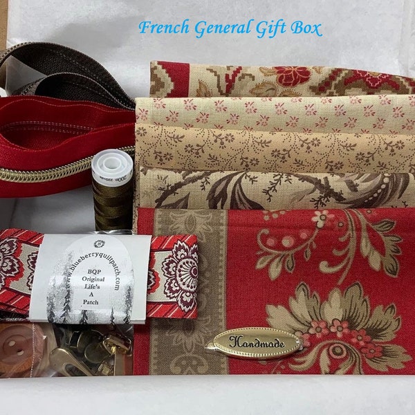 FRENCH GENERAL Gift Box Sew Collection Fabric Zippers Pulls Buttons Thread Ribbon Do it Yourself Handmade Craft Moda Designer Quilt